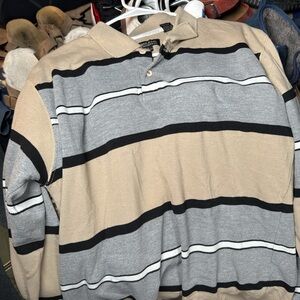 Striped Gray and Tan Polo Shirt